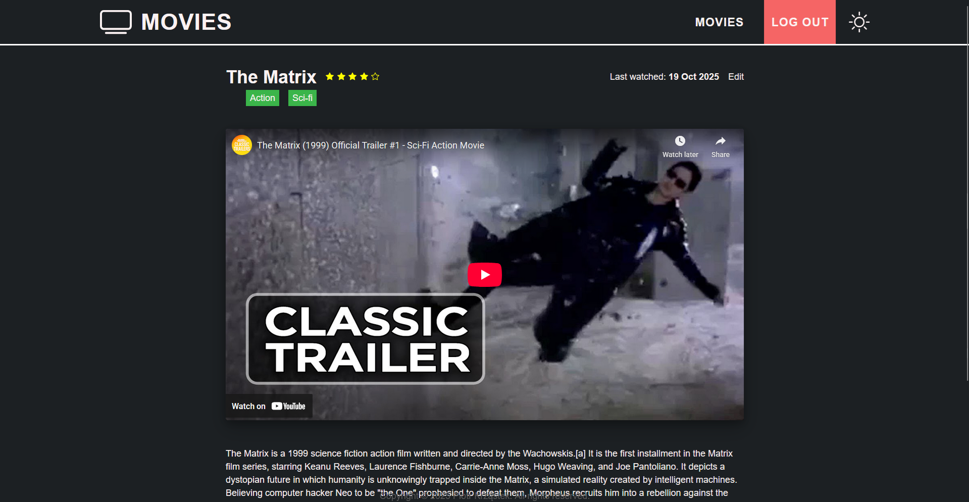 movies screenshot - movie page example