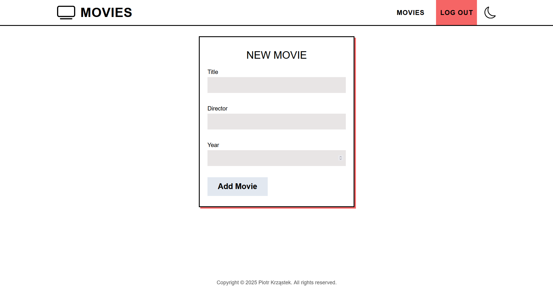 movies screenshot - white theme add movie page