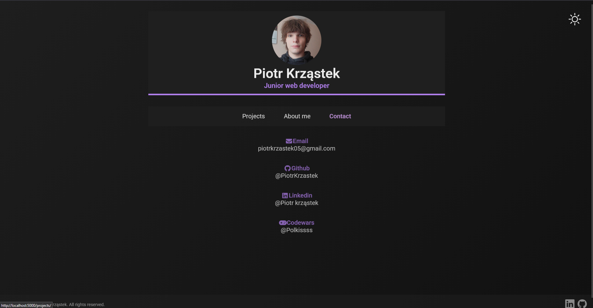 Portfolio screenshot - contact page